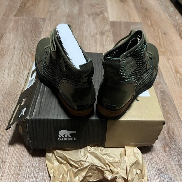 Sorel Major Lace Boots Nori Green Patent Mesh Women's Size 7 - Picture 7 of 16